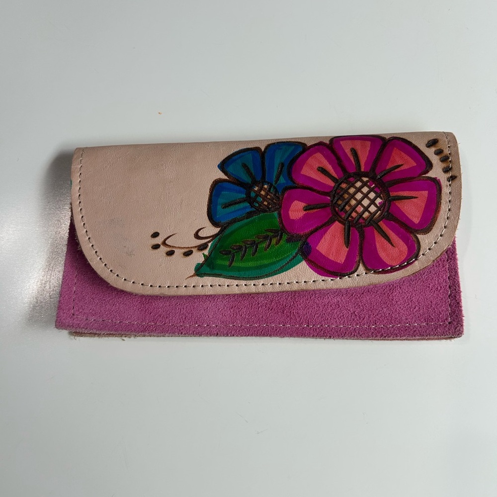 Leather Pink and Cream Women's wallet